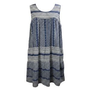 La Cera Blue Floral Shift Sunny Dress Plus Size 3X Sleeveless100% Cotton Boho